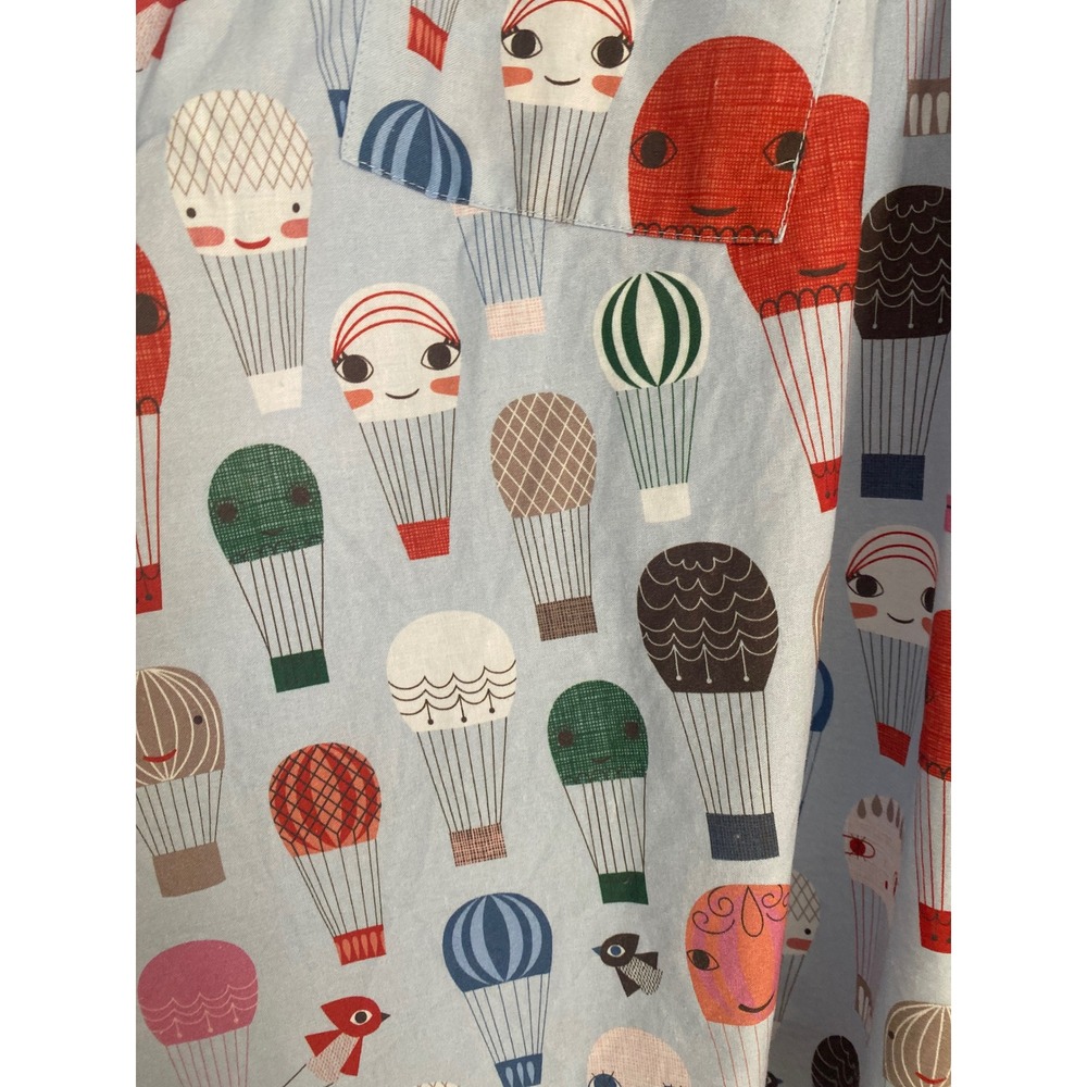 ModCloth Hot Air Balloon Print A-Line Skirt Blue Cotton XL Pocket Retro Style - Picture 5 of 14